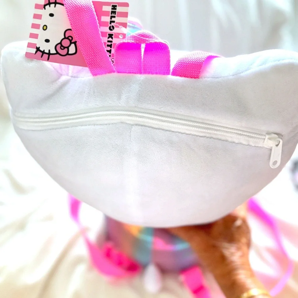 Hello Kitty Plush Backpack Sanrio Pink Iridescent Rainbow Mini Backpack NWT